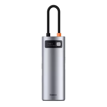 Baseus Metal Gleam Series multifunkční USB HUB 7v1 Type C HDMI TF PD čtečka karet šedá (WKWG020113)