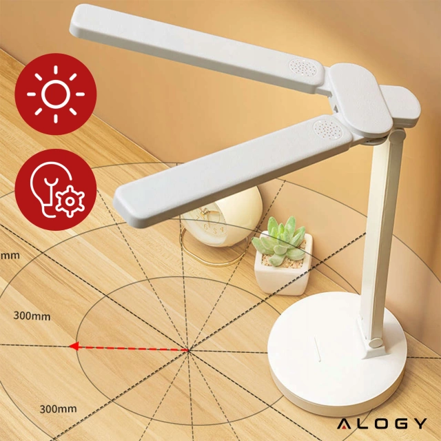 Lampe Alogy Doppel-LED-Schreibtischlampe stehend auf dem Schreibtisch mit Akku Schulzeichner Weiß