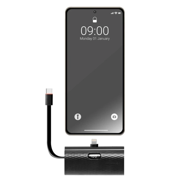 Powerbanka FORCELL F-ENERGY Power Plug F5K3 s vestavěným Lightning PD konektorem 20W 5000mAh černá