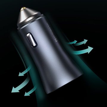 Baseus Golden Contactor Pro Car Charger, USB USB-C, QC4.0, PD, SCP, 40W (Gray) USB to USB-C Cable 1m