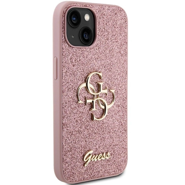 Originální pouzdro GUESS Hardcase GUHCP15SHG4SGP pro iPhone 15 (Fixed Glitter Big 4G / růžové)