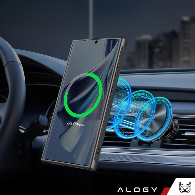 MagSafe Alogy Ring Mag Clear Case pro Samsung Galaxy S23 Ultra Qi Chargers Black