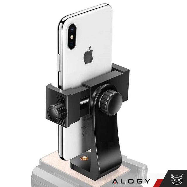 Držiak telefónneho adaptéra pre statív na selfie tyč 1/4 otočný univerzálny Alogy čierny o 360°