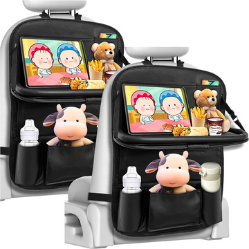 2x Car organizer car travel table car seat protector rear backrest seat Alogy Black