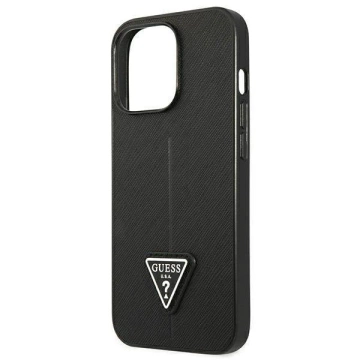 Etui Guess GUHCP13LPSATLK do Apple iPhone 13 Pro / 13 6,1" čierne/čierne pevné puzdro SaffianoTriangle Logo