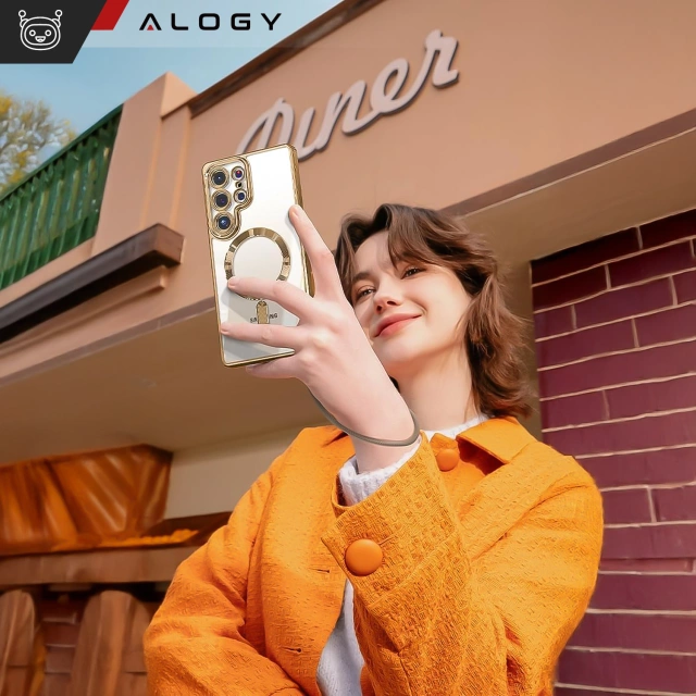 Чохол MagSafe для Apple iPhone 16 Pro Max Alogy Glamour Luxury Ring Housing Gold-Transparent