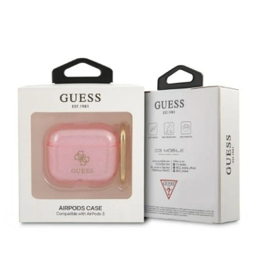 Guess protective case for AirPods 3 cover pink/pink Glitter Collection