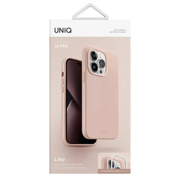 Pouzdro UNIQ Lino pro Apple iPhone 14 Pro 6,1" růžová/růžová tvářenka