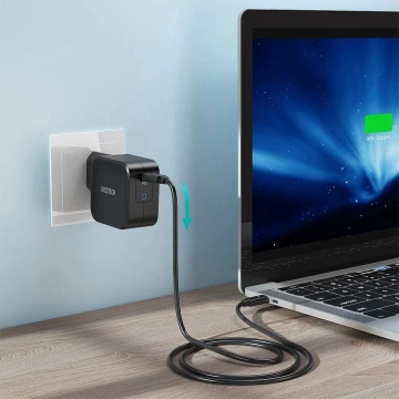 Choetech wall charger GaN USB Type C 60W Power Delivery cable USB Type C - USB Type C 1.8m black (Q6006)