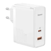 Baseus GaN5 Pro rychlá univerzální nabíječka GaN USB typu C / USB 100W PD3.0, QC4.0, AFC bílá (CCGP090202)