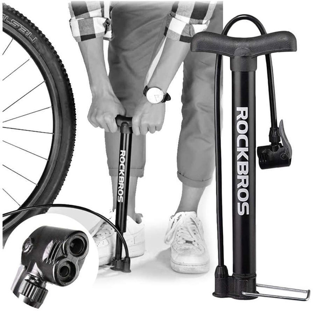 RockBros A320 Standradpumpe aus Metall mit Kugelradnadel Schwarz