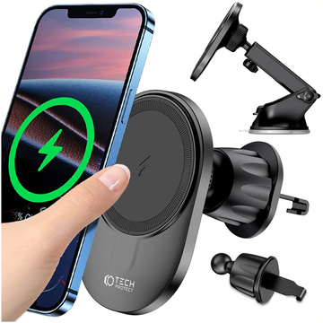 Uchwyt samochodowy Magnetic MagSafe Dashboard & Vent Wireless Charger 15W uchwyt do auta do telefonu na deskę rozdzielczą do kratki wentylacyjnej Czarny