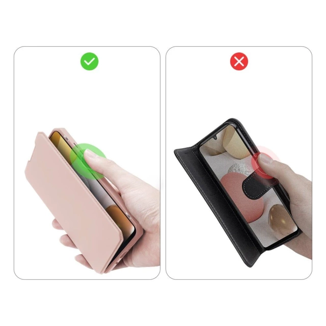 DUX DUCIS Skin X puzdrový kryt s flipovým krytom pre Samsung Galaxy A42 5G ružový