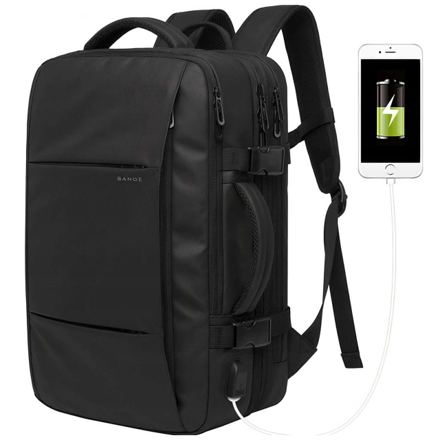 Cestovný batoh Bange BackPack business rozšíriteľný batoh Priestranná taška na 17,3" notebook s USB portom Čierna