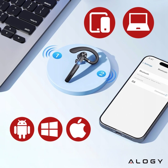 Бездротова гарнітура для дзвінків Bluetooth 4.0 Автомобільна гарнітура з дисплеєм V8 Black