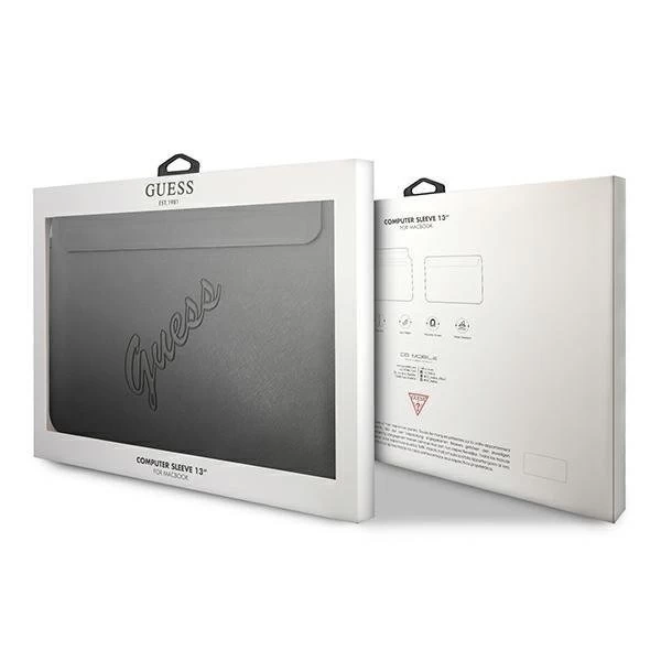 Guess Sleeve GUCS13PUSASBK 13" Czarny/Schwarz Saffiano Script