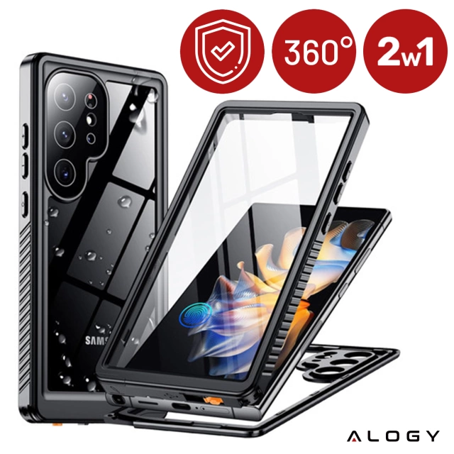 Case for Samsung Galaxy S24 Ultra Armored Waterproof IP68 360 Armor Case for Mag Safe Alogy black