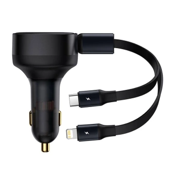 Baseus Enjoyment car charger with USB-C Lightning 3A, 30W cables (black)