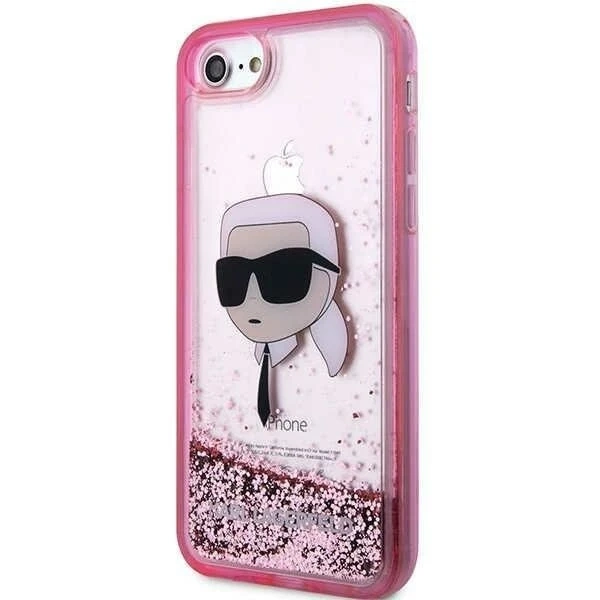 Protective phone case Karl Lagerfeld KLHCI8LNKHCP for Apple iPhone 7/8/ SE 2020/2022 pink/pink hardcase Glitter Karl Head