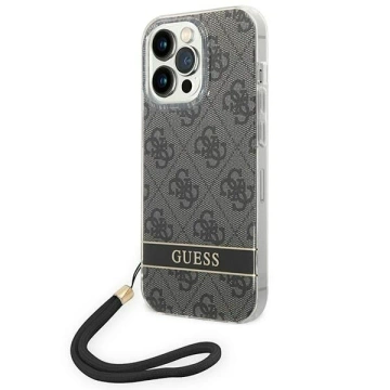 Etui Guess GUOHCP14LH4STK do Apple iPhone 14 Pro 6,1" čierne/čierne pevné puzdro 4G Print Strap