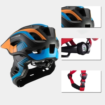 Children's bicycle helmet with detachable visor Rockbros TT-32SOBL-M size M - black and orange