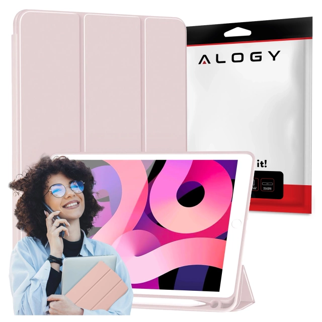 Чохол для Apple iPad 10.2 9 Gen 8/7 2021/2020/2019 Smart Pencil Case Alogy TPU Tablet Cover Pink Glass