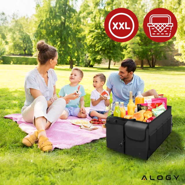 Úložná taška organizéru kufru do auta velký kufr Black XXL Alogy pevný kryt