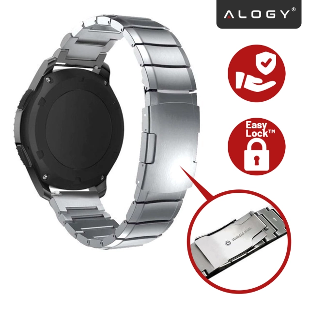 Ocel Jednoduchý náramek Alogický řemínek z nerezové oceli pro chytré hodinky 20mm Stříbrný