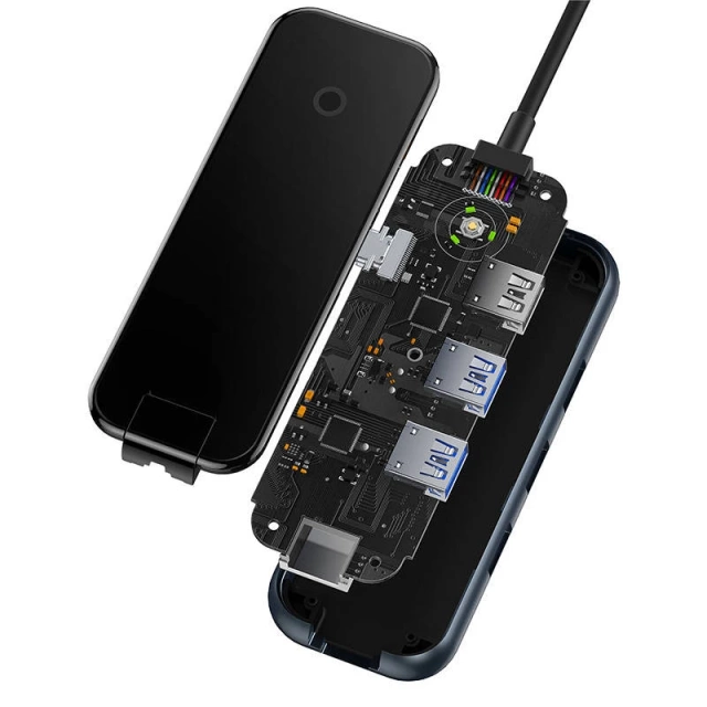 Hub 5w1 Baseus AcmeJoy series USB-C do 2xUSB 3.0 USB 2.0 USB-C PD RJ45 (szary)