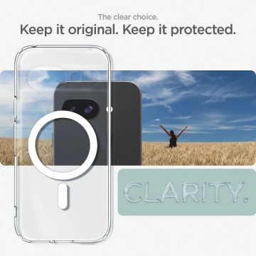 Puzdro Spigen Ultra Hybrid MagSafe pre Google Pixel 9a, číre/biele
