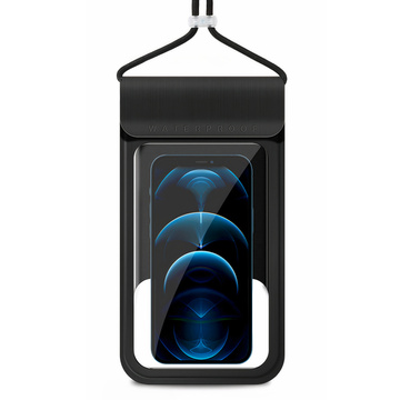 Case pouch TWC1 waterproof watertight cover for phone 6.8" IPX8 30M transparent window Black