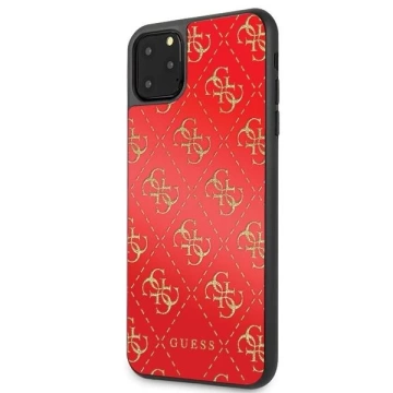 Guess GUHCN654GGPRE iPhone 11 Pro Max čierne/červené pevné puzdro 4G Double Layer Glitter