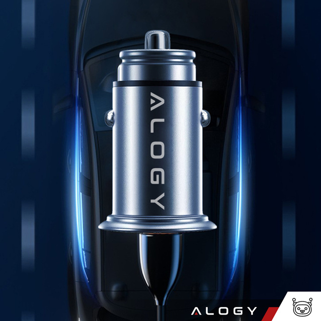 48 W USB QC 3.0 Autoladegerät 18 W USB-C C PD 30 W schnell leistungsstark für Alogy Autotelefon Mattschwarz