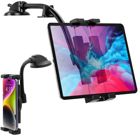 Alogy držák do auta na tablet na čelní sklo na palubní desku do auta s dlouhým ramenem 4-13" černý