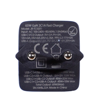 Joyroom TCG01 GaN 65W - Швидкий зарядний пристрій 2× USB-C Кабель USB-A 100W