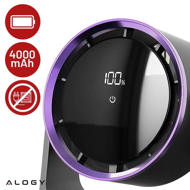 Fan Desk Fan Standing Small Circulator with Clip Cordless Handheld 500mAh USB-C Alogy White