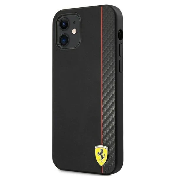 Ferrari iPhone 12 mini 5.4" phone case black/black hardcase On Track Carbon Stripe