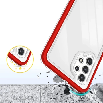 Clear 3in1 case for Samsung Galaxy A32 5G gel cover with frame red