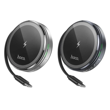 Bezdrôtová nabíjačka HOCO s navíjacím káblom typu C kompatibilná s MagSafe a Apple Watch 15W CQ18 strieborná