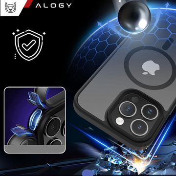 Pouzdro pro iPhone 14 Pro Mag Safe Matt Case Cover Matte Alogy Ring Armored Phone Case Black Glass