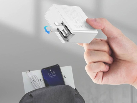 USB nástěnná nabíječka 2x USB-C Rock Gan EU / US USB-C kabel typu C