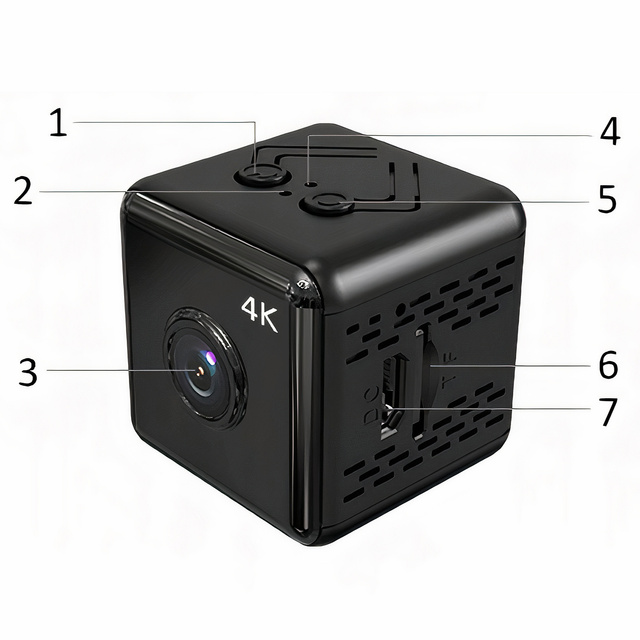 Panoramic Mini Camera Digital Spy Nanny Microphone 4K UHD Full HD Micro SD Black