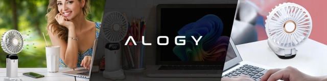 Бездротовий портативний настільний вентилятор Alogy CoolBreeze™ з тримачем для телефону, зарядкою USB-C, акумулятором 18650 – білий