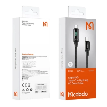 Кабель Mcdodo CA-1030 USB-C до Lightning, 36 Вт, 1,2 м (чорний)