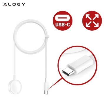 Alogy magnetisches QI induktives Ladekabel für Apple Watch USB-C Typ C 100cm 1M Weiß