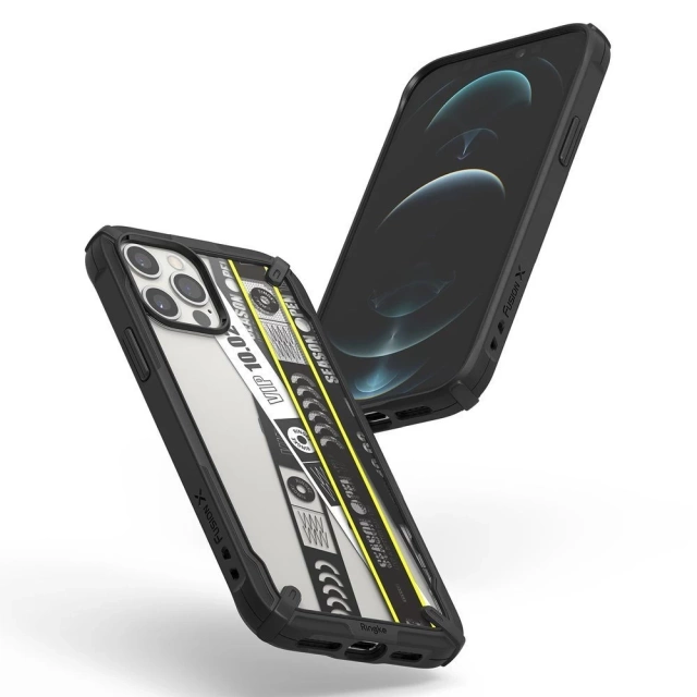 Ringke Fusion X Design Hülle gepanzerte Hülle mit Rahmen für iPhone 12 Pro Max schwarz (Ticket Band) (XDAP0024)