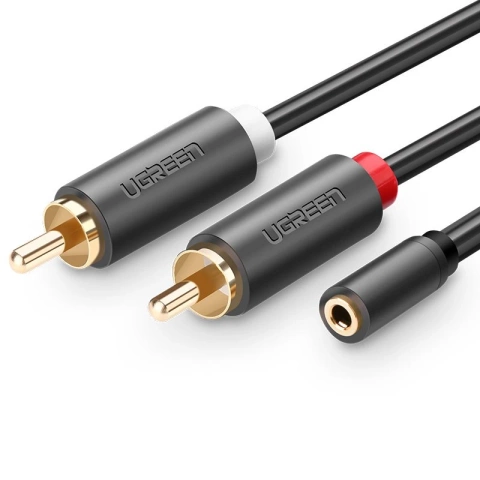 Uzelený kabel audio kabel 3,5 mm mini jack (samice) - 2RCA (samec) 25 cm šedý (AV102 10561)