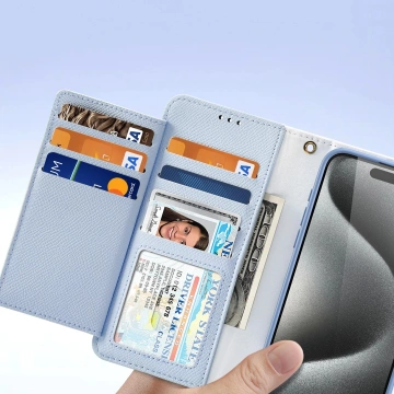 iPhone 15 Dux Ducis Lawa Leather Wallet Case MagSafe Blue