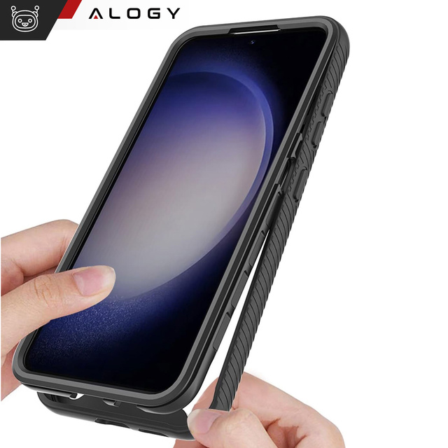 Pouzdro pro Samsung Galaxy S24 Armored Cover Hydrogel Screen Film Case 360 Defense Pro Alogy Black