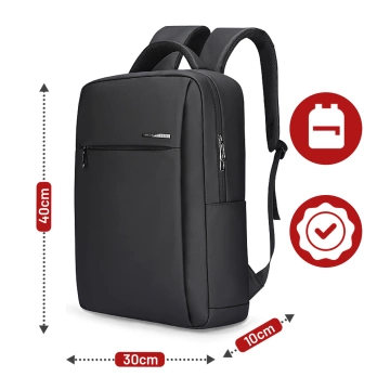 Mark Ryden 15,6" Laptop-Rucksack, Handgepäck, kostenlos, wasserdicht, für Business und Reisen, verstärkt, YKK-Reißverschluss, Oxford-Gewebe, 40 × 30 × 10 cm – Schwarz